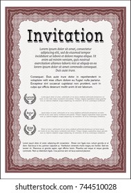 Red Retro invitation. With linear background. Nice design. Detailed. 
