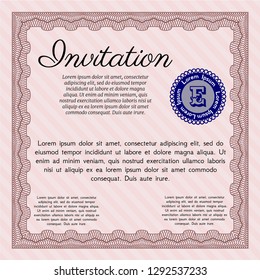 Red Retro invitation. Lovely design. Detailed. With background. 