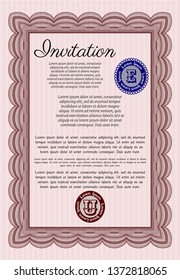 Red Retro invitation. Modern design. Vector illustration. With quality background. 