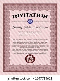 Red Retro invitation. Money design. Complex background. Customizable, Easy to edit and change colors. 