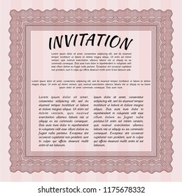 Red Retro invitation. Money Pattern. Vector illustration. With complex background. 