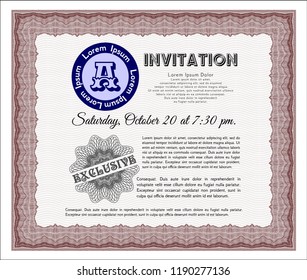 Red Retro invitation. Money Pattern. Complex background. Detailed. 