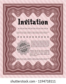 Red Retro invitation. Money Pattern design. Customizable, Easy to edit and change colors. With background. 