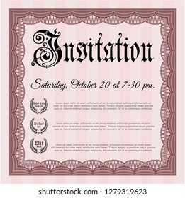 Red Retro invitation. Money Pattern. Vector illustration. With guilloche pattern. 