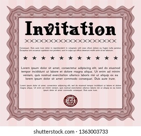 Red Retro invitation. Money Pattern design. With background. Vector illustration. 