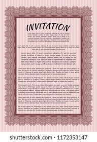 Red Retro invitation. Money style design. Vector illustration. Printer friendly. 