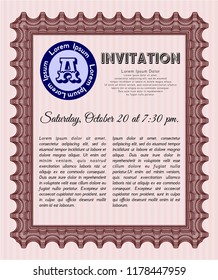 Red Retro invitation. Nice design. Vector illustration. With quality background. 