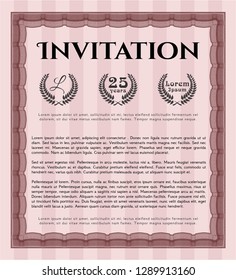 Red Retro invitation. Nice design. Customizable, Easy to edit and change colors. With great quality guilloche pattern. 