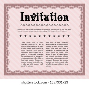 Red Retro invitation. Nice design. Detailed. With complex background. 