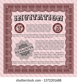 Red Retro invitation. Nice design. Vector illustration. With quality background. 