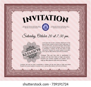 Red Retro invitation. Nice design. With quality background. Detailed. 