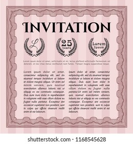 Red Retro invitation. Perfect design. With background. Vector illustration. 