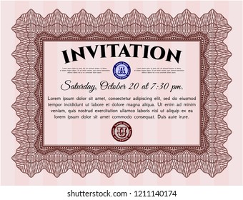 Red Retro invitation. Perfect design. With quality background. Customizable, Easy to edit and change colors. 