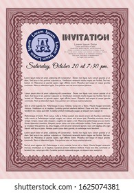 Red Retro invitation. Perfect design. Customizable, Easy to edit and change colors. With linear background. 