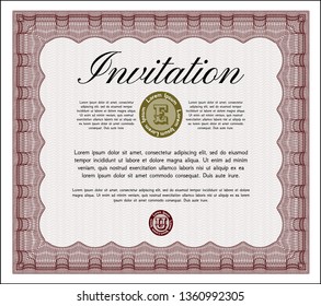 Red Retro invitation. Printer friendly. Customizable, Easy to edit and change colors. Money Pattern design. 