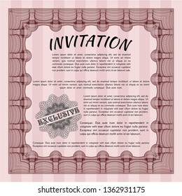 Red Retro invitation. Printer friendly. Detailed. Perfect design. 