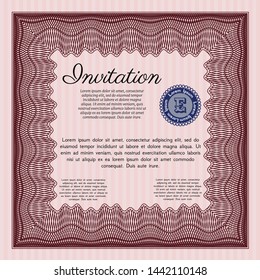 Red Retro invitation. Printer friendly. Good design. Detailed. 
