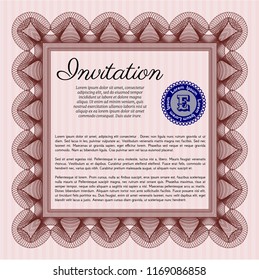 Red Retro invitation. With quality background. Modern design. Vector illustration. 