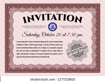 Red Retro invitation. With quality background. Nice design. Customizable, Easy to edit and change colors. 