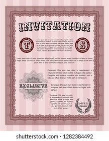 Red Retro invitation. With quality background. Vector illustration. Nice design. 