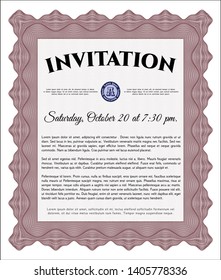 Red Retro invitation. With quality background. Superior design. Vector illustration. 