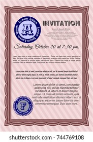 Red Retro invitation. With quality background. Detailed. Modern design. 
