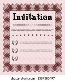 Red Retro invitation. Superior design. Detailed. Complex background. 