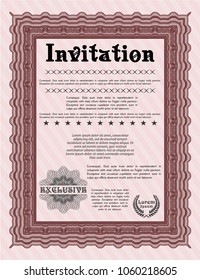 Red Retro invitation template. Artistry design. Customizable, Easy to edit and change colors. With background. 