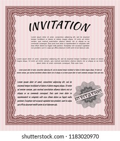 Red Retro invitation template. Artistry design. Complex background. Vector illustration. 