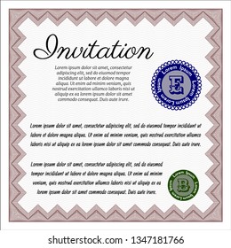 Red Retro invitation template. Artistry design. Customizable, Easy to edit and change colors. With complex background. 