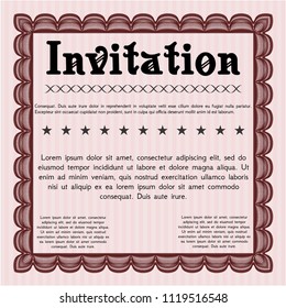 Red Retro invitation template. With background. Nice design. Detailed. 