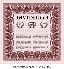 Red Retro invitation template. With background. Superior design. Customizable, Easy to edit and change colors. 