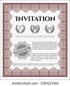 Red Retro invitation template. With background. Customizable, Easy to edit and change colors. Excellent design. 