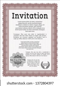 Red Retro invitation template. With background. Customizable, Easy to edit and change colors. Good design. 