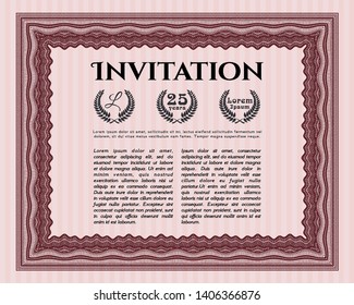 Red Retro invitation template. With background. Customizable, Easy to edit and change colors. Nice design. 