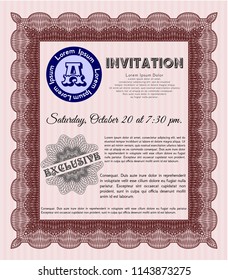 Red Retro invitation template. Beauty design. Customizable, Easy to edit and change colors. Printer friendly. 