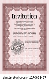 Red Retro invitation template. Beauty design. Customizable, Easy to edit and change colors. Complex background. 