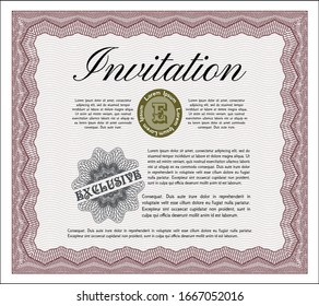 Red Retro invitation template. Beauty design. Printer friendly. Vector illustration. 