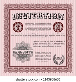 Red Retro invitation template. Complex background. Detailed. Superior design. 