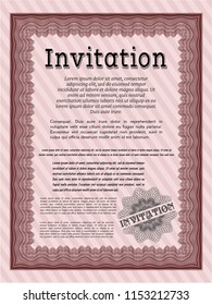 Red Retro invitation template. Complex background. Beauty design. Customizable, Easy to edit and change colors. 