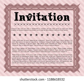 Red Retro invitation template. With complex linear background. Customizable, Easy to edit and change colors. Money style design. 