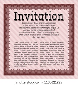 Red Retro invitation template. Complex background. Vector illustration. Perfect design. 