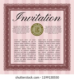 Red Retro invitation template. With complex background. Excellent design. Vector illustration. 