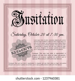 Red Retro invitation template. Complex background. Vector illustration. Retro design. 