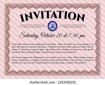 Red Retro invitation template. Complex background. Vector illustration. Sophisticated design. 