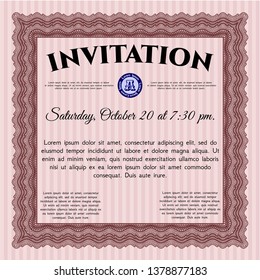 Red Retro invitation template. With complex background. Customizable, Easy to edit and change colors. Beauty design. 