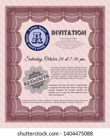 Red Retro invitation template. Complex background. Elegant design. Vector illustration. 