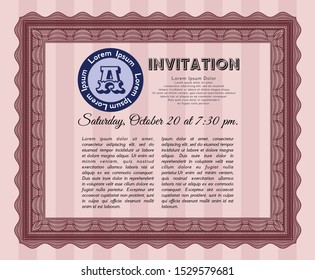 Red Retro invitation template. Complex background. Customizable, Easy to edit and change colors. Retro design. 