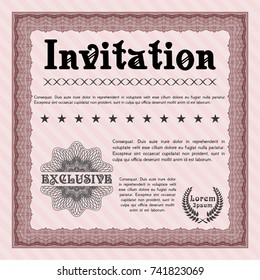 Red Retro invitation template. With complex background. Money style design. Customizable, Easy to edit and change colors. 