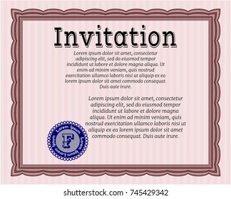 Red Retro invitation template. With complex background. Customizable, Easy to edit and change colors. Money Pattern design. 